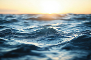 A serene view of ocean waves under a sunset, showcasing the gentle ripples and, a Photo by Textures & Backgrounds