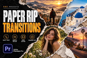 Paper Rip Transitions Premiere Pro, a Plug-in Add-On by AAA Presets