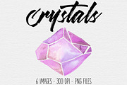 Pink Watercolor Crystal Clipart, an Illustration by TigerlilyDesignCo (Thumbnail 1 of 2)