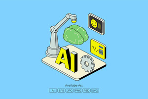 Artificial Intelligence Automation, a Technology Illustration by Partikusi Design