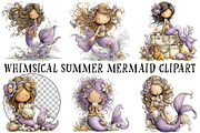 Whimsical Summer Mermaid Clipart, an Illustration by OK Design (Thumbnail 2 of 6)