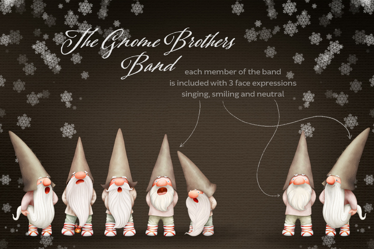Christmas Carol Gnomes Clipart, an Illustration by Watercolor Nomads (Photo 2 of 8)