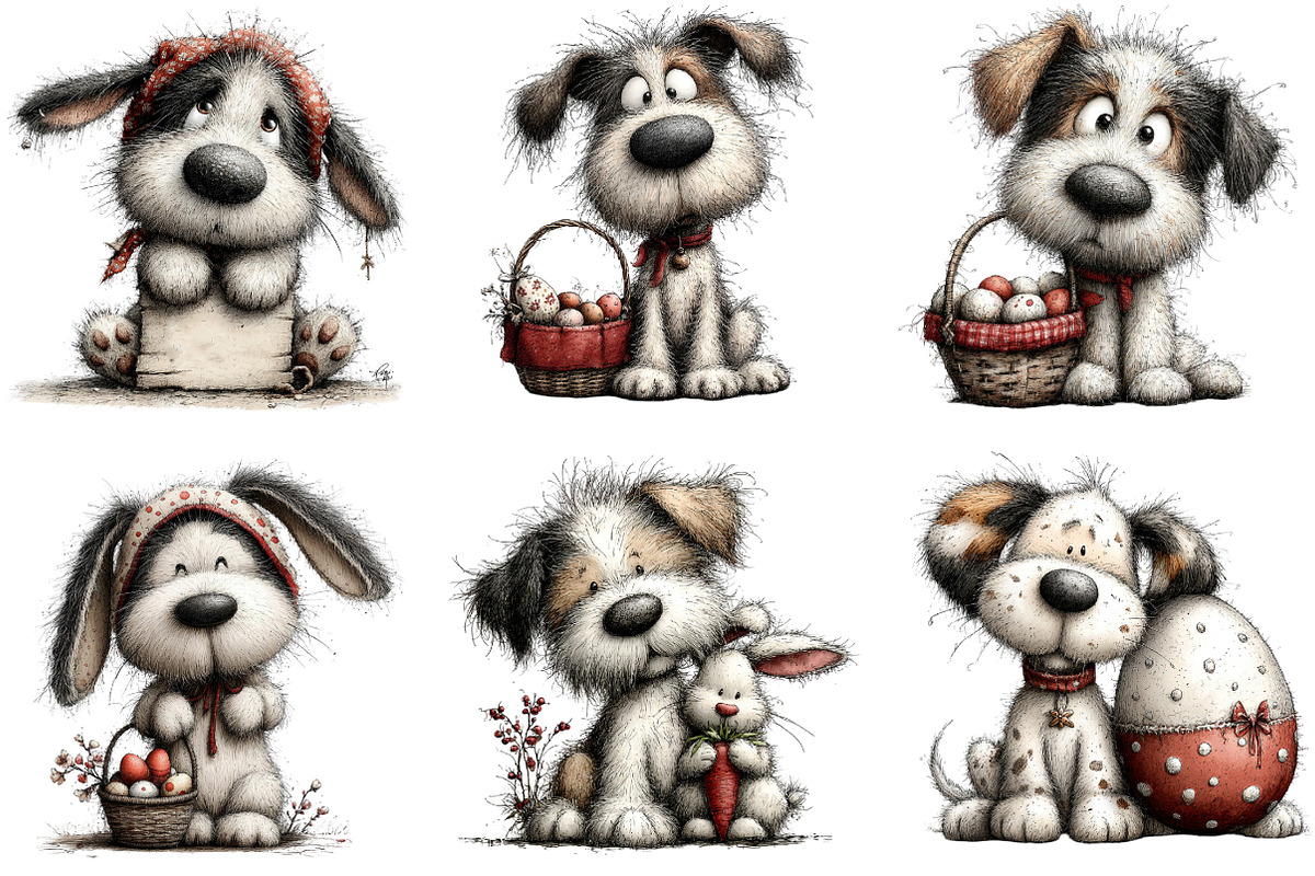 Whimsical Easter Dogs Clipart, an Illustration by Designking (Photo 2 of 5)