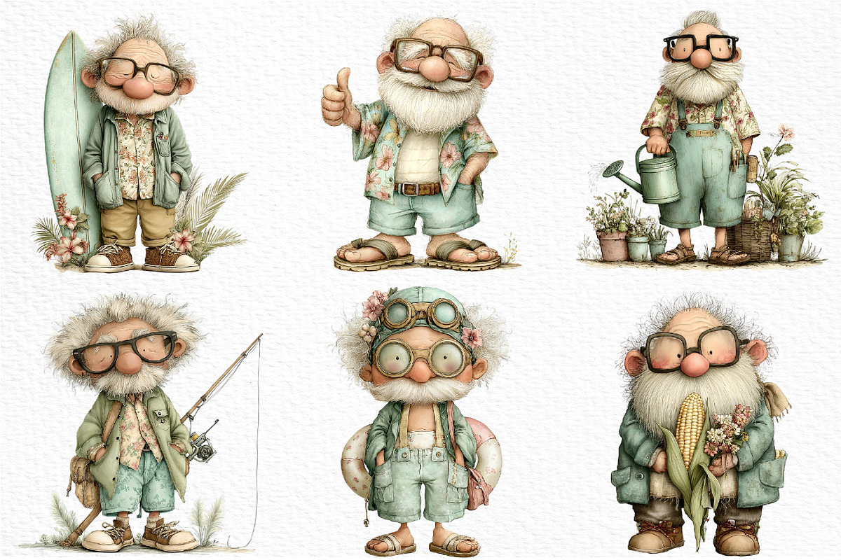 Funny Grandpa Summer set, an Illustration by Craft Nest (Photo 4 of 12)