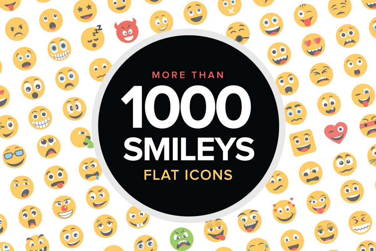 1000 Flat Smiley Icons, an Emoji Icon by Creative Stall (Photo 1 of 5)