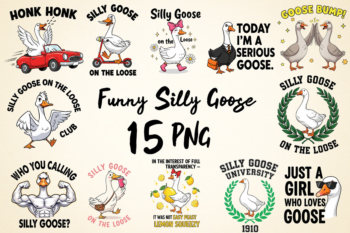 Funny Silly Goose Sublimation PNG, an Illustration by Daily.Designs (Photo 1 of 5)