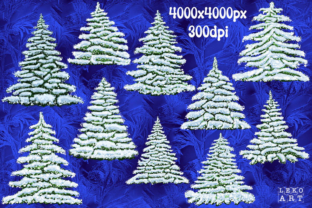 Christmas trees snow covered, an Illustration by LekoArt (Photo 2 of 3)