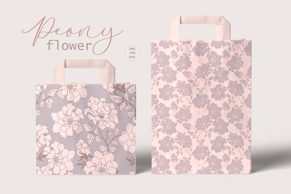 Peony flower pattern, a Pattern Graphic by Polanika (Photo 2 of 12)