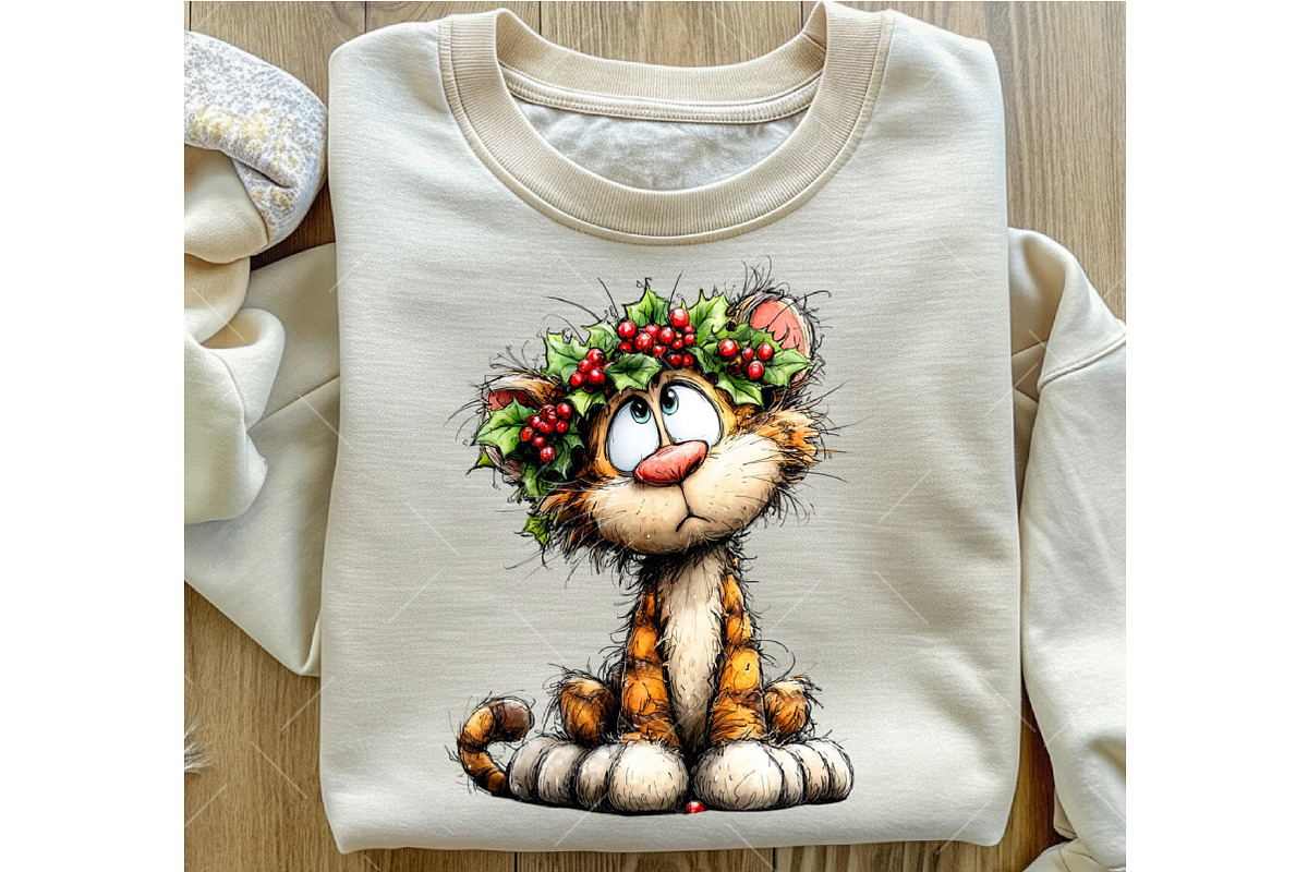 Whimsical Christmas Cat Clipart, an Illustration by OK Design (Photo 4 of 6)
