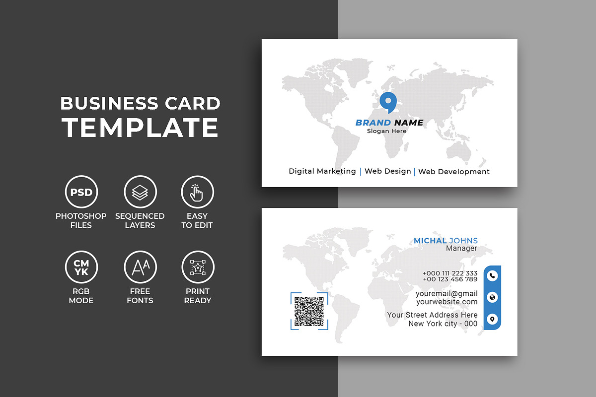 Corporate Business Card Template, a Business Card Template by Saman Osama (Photo 2 of 3)