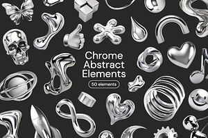 50 Abstract Chrome Png Elements, a Decorative Illustration by rawpixel