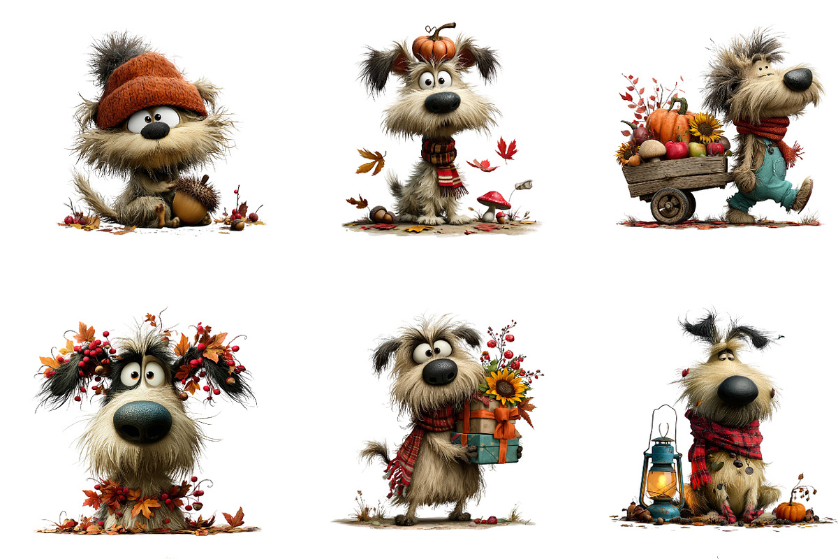 Whimsical Autumn Dog Clipart, a Seasonal Illustration by CreationArt (Photo 2 of 4)
