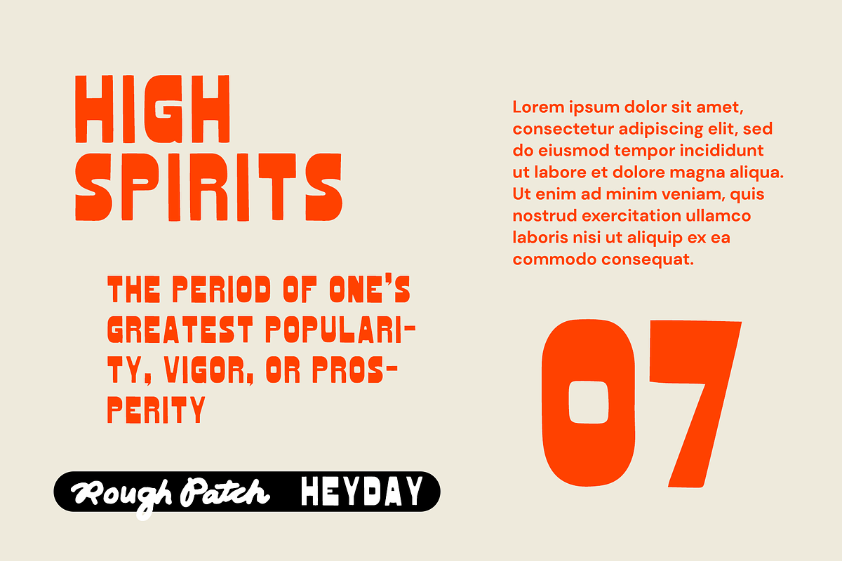 HeyDay | Sans Serif Display Font, a Sans Serif Font by Rough Patch Studio (Photo 3 of 6)