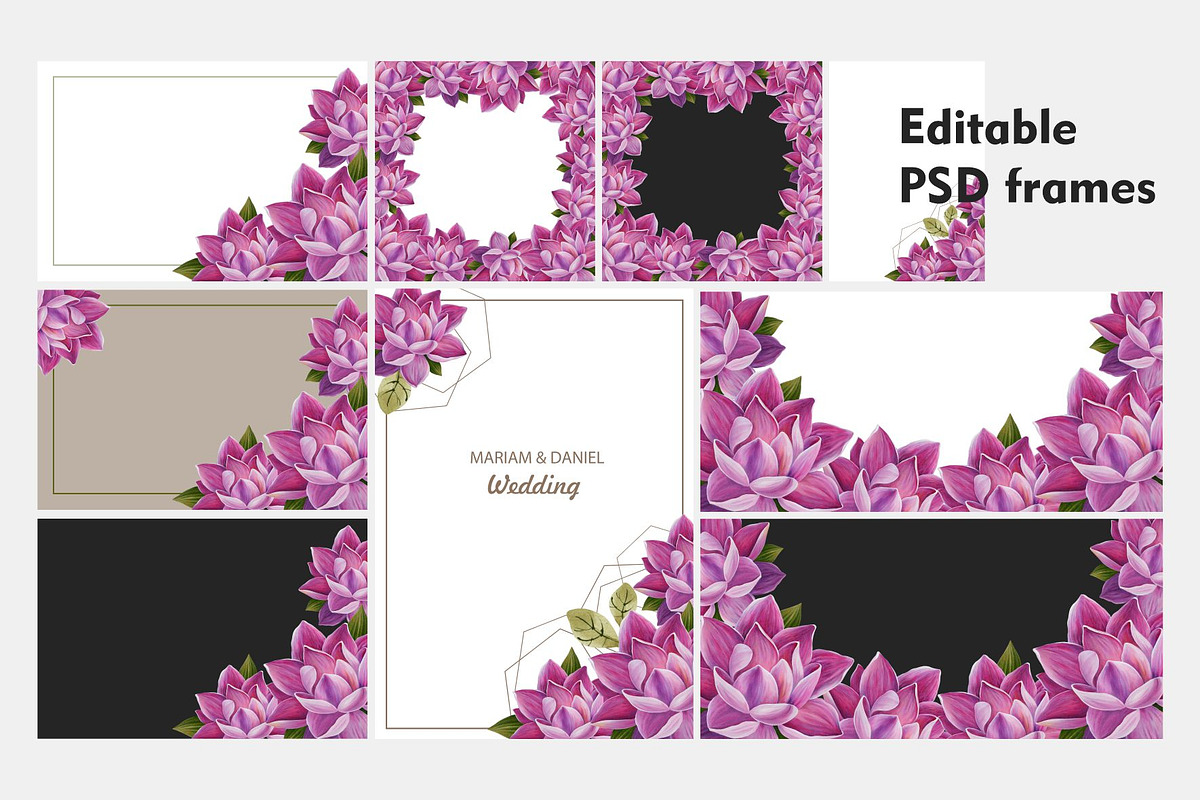 LOTUS hand drawn patterns and frames, a Card Template by LoveDesignShop (Photo 8 of 8)