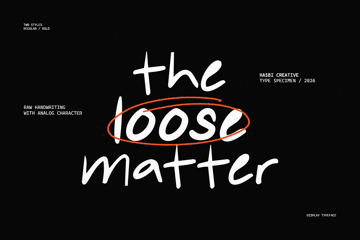 Loose Matter - Handwritten Font, a Handwritten Font by Hasbi Creative (Photo 1 of 12)