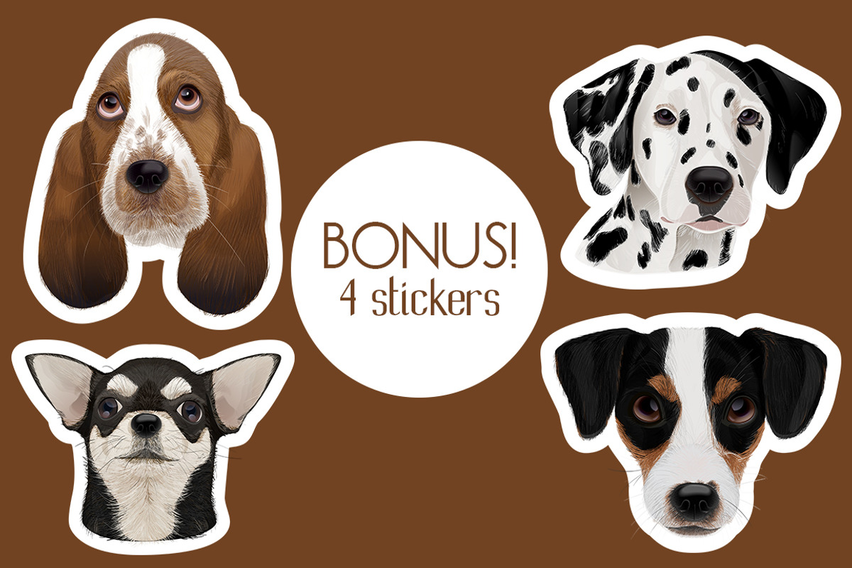 Dog portraits.Vector illustrations., an Illustration by Indie Khisa (Photo 6 of 9)