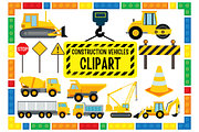 Construction Vehicles Clipart, a Graphic by MS Studio (Thumbnail 1 of 3)