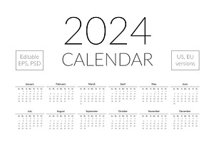 2024 Year Calendar Template. V3