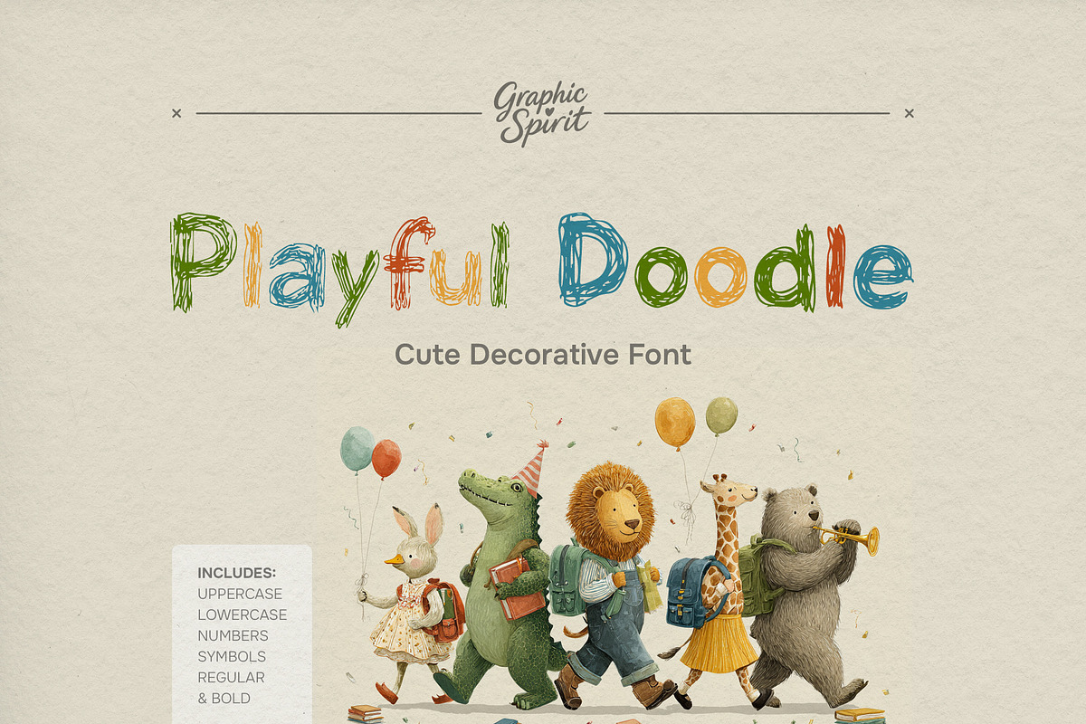 Playful Doodle Cute Decorative Font, a Font by Graphic Spirit (Photo 1 of 13)