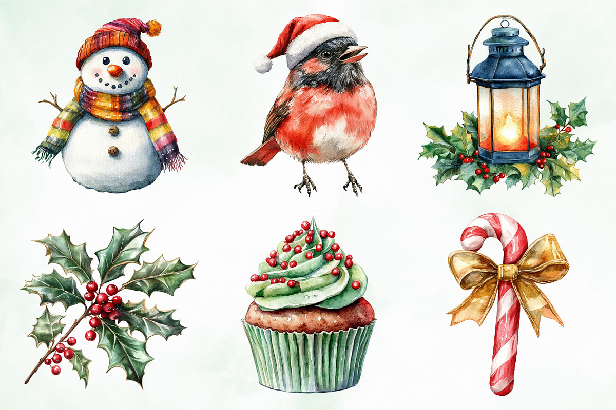 Watercolor Whimsical Christmas PNG, an Illustration by Creative Art (Photo 9 of 10)