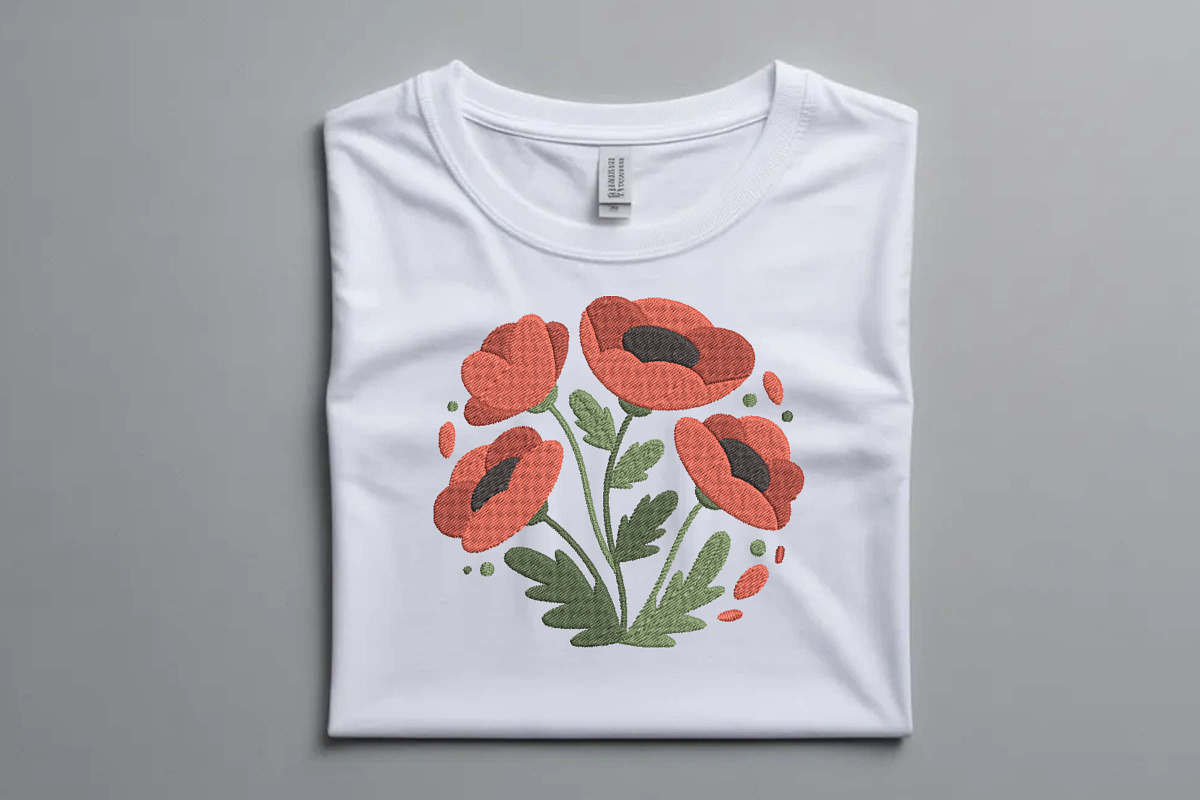 Red Floral Poppy Machine Embroidery, an Illustration by Purpose Ekbal (Photo 3 of 3)