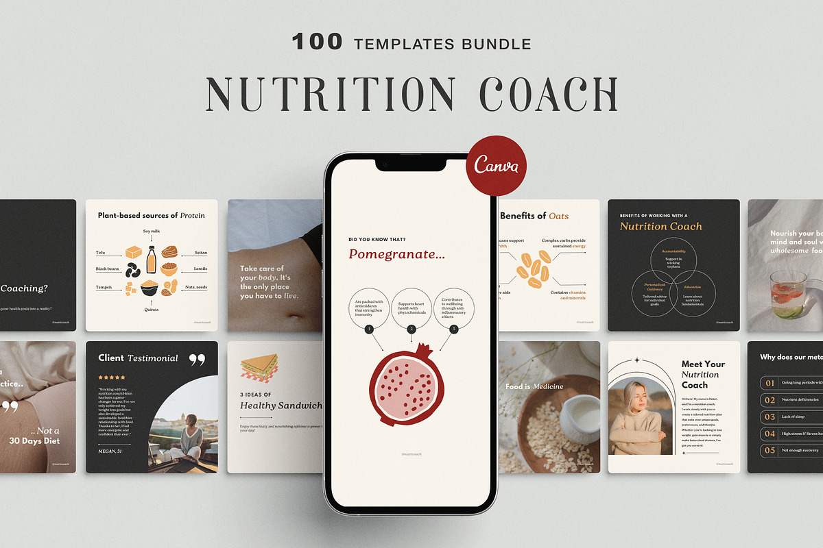 Nutrition Coach Instagram Template, a Social Media Template by Chewie Co (Photo 1 of 11)