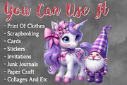 Watercolor Unicorn Gnome Clipart, a Seasonal Illustration by Craft Nest (Thumbnail 3 of 6)