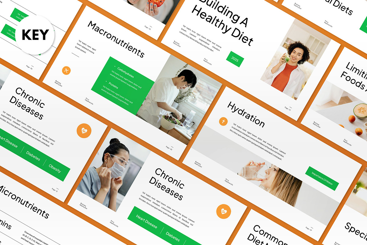 White Green Healthy Diet Keynote, a Presentation Template by graphicook (Photo 1 of 8)