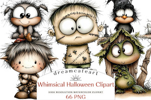 Whimsical Halloween Clipart Bundle, an Illustration by DreamCafeArt