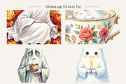 Sleepy Ghost Watercolor Sublimation, an Illustration by Artnoy (Thumbnail 4 of 8)