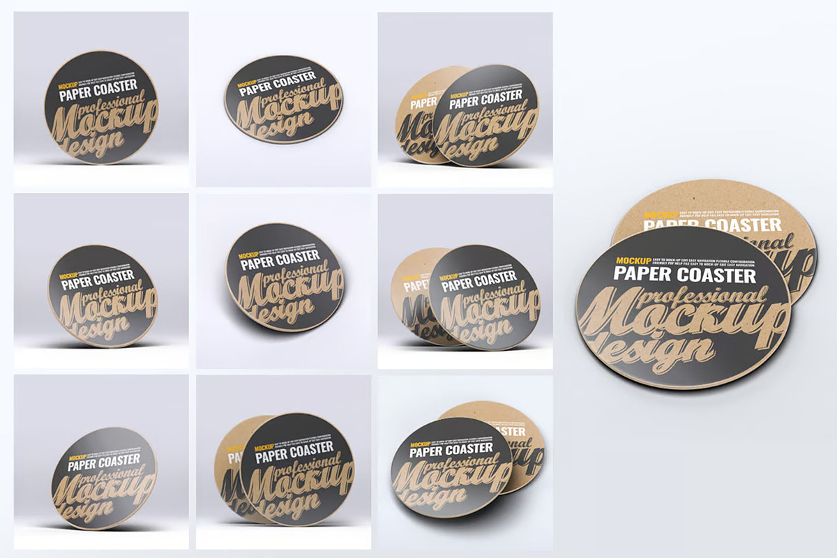 Paper Coaster Mockup, an Advertising Mockup by Hubzway (Photo 8 of 9)