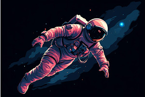 Astronaut Floating With Space