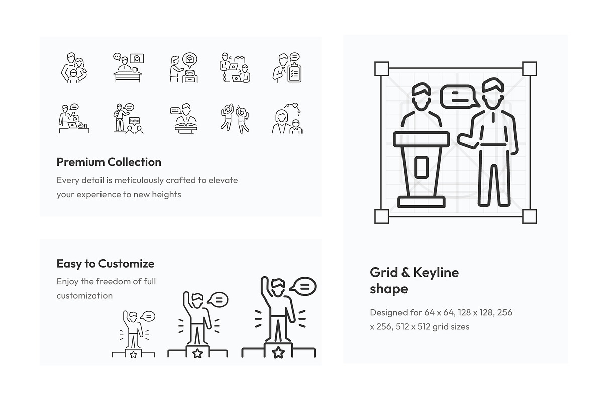 Talking and Speaking Icon Set, an Outline Icon by Prosymbols (Photo 3 of 5)