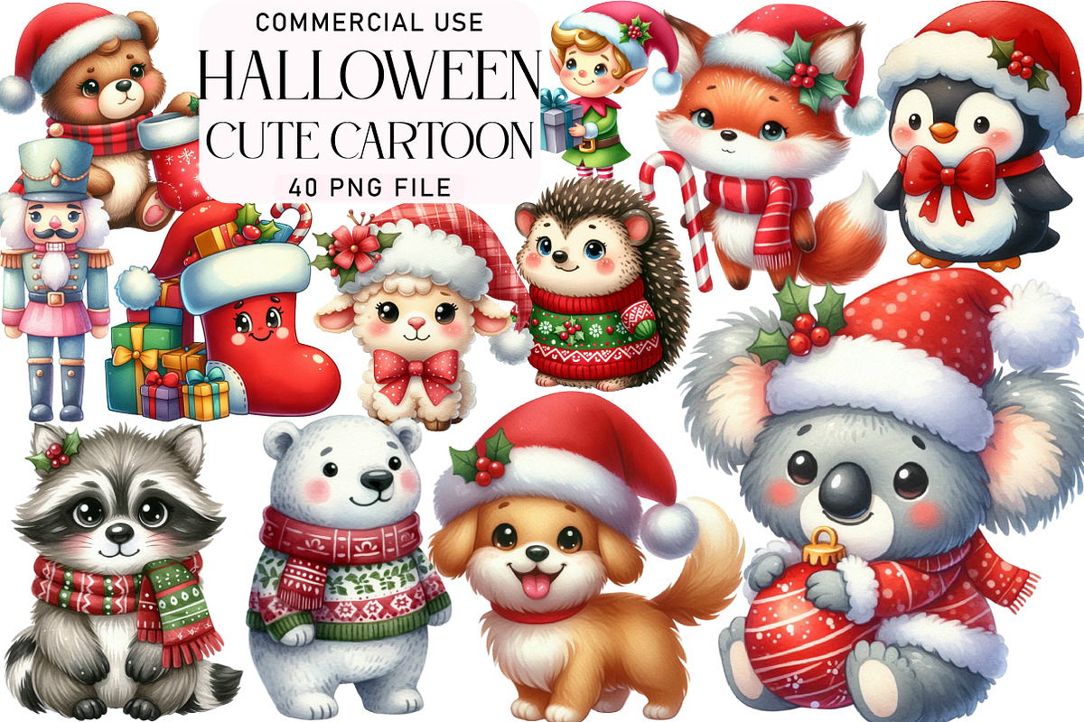 Cute Cartoon Christmas Clipart, an Illustration by Daily.Designs (Photo 1 of 4)
