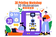 10 3D Printing Workshop Illustration, a Technology Illustration by denayunebgt (Thumbnail 1 of 4)