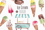 Watercolor Ice Cream Collection, a Food Illustration by YuliyaArtGarden (Thumbnail 1 of 11)