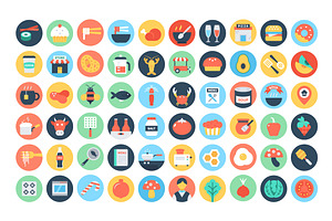 300 Flat Food And Drinks Icons