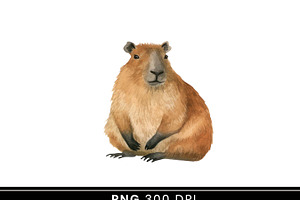 Watercolor Capybara Clipart Bundle