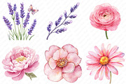 Lavender & Pink Flowers Watercolor, an Illustration by Watercolor design (Thumbnail 3 of 13)