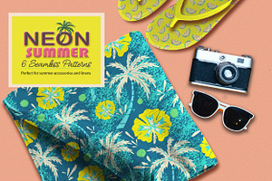 Neon Summer Seamless Patterns