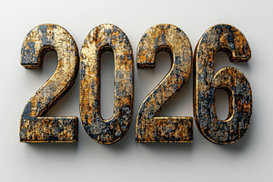 Rough textured black and gold 2026 numbers on white background s, a Background Photo by José Manuel Gelpi