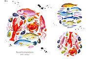 Watercolor Seafood, a Decorative Illustration by Mona Monash (Thumbnail 2 of 9)