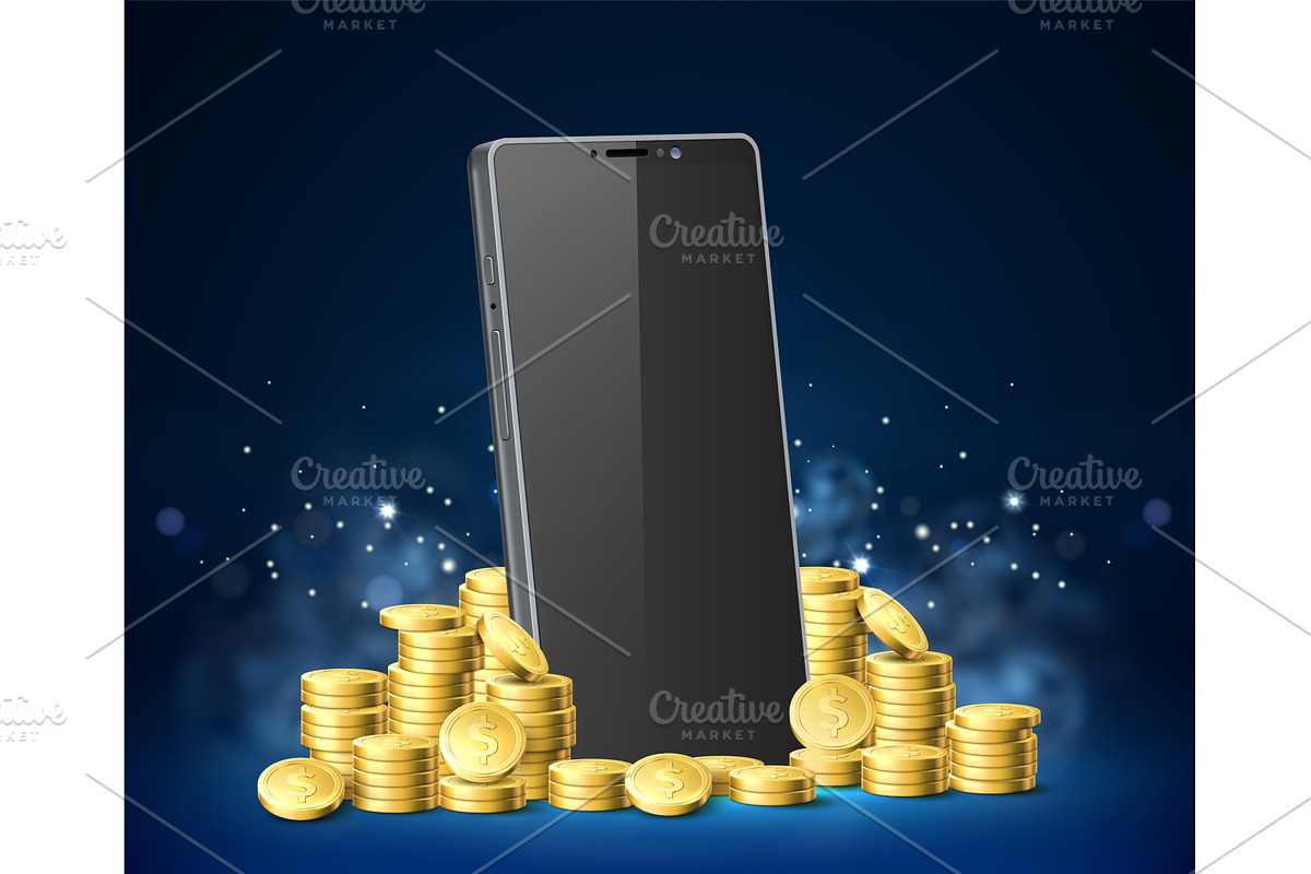 Realistic scene of smartphone and, a Technology Illustration by Vectorbuum