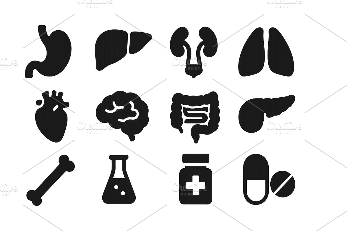 Icons representing human organs and, a Healthcare Illustration by ZinetroN