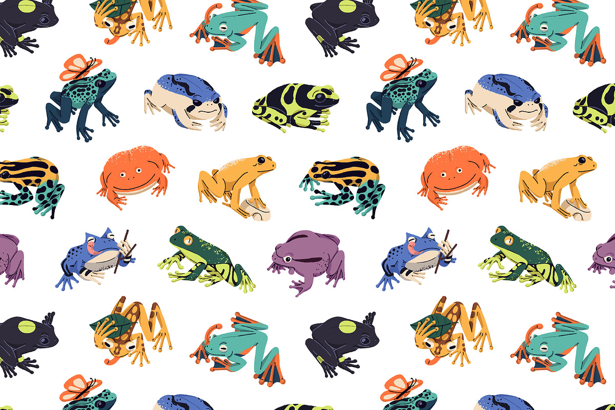 Frogs and toads seamless patterns, a Pattern Graphic by PaperTrident (Photo 3 of 8)