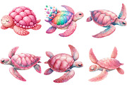 Pink Sea Turtle Clipart PNG, an Illustration by Watercolor design (Thumbnail 3 of 4)
