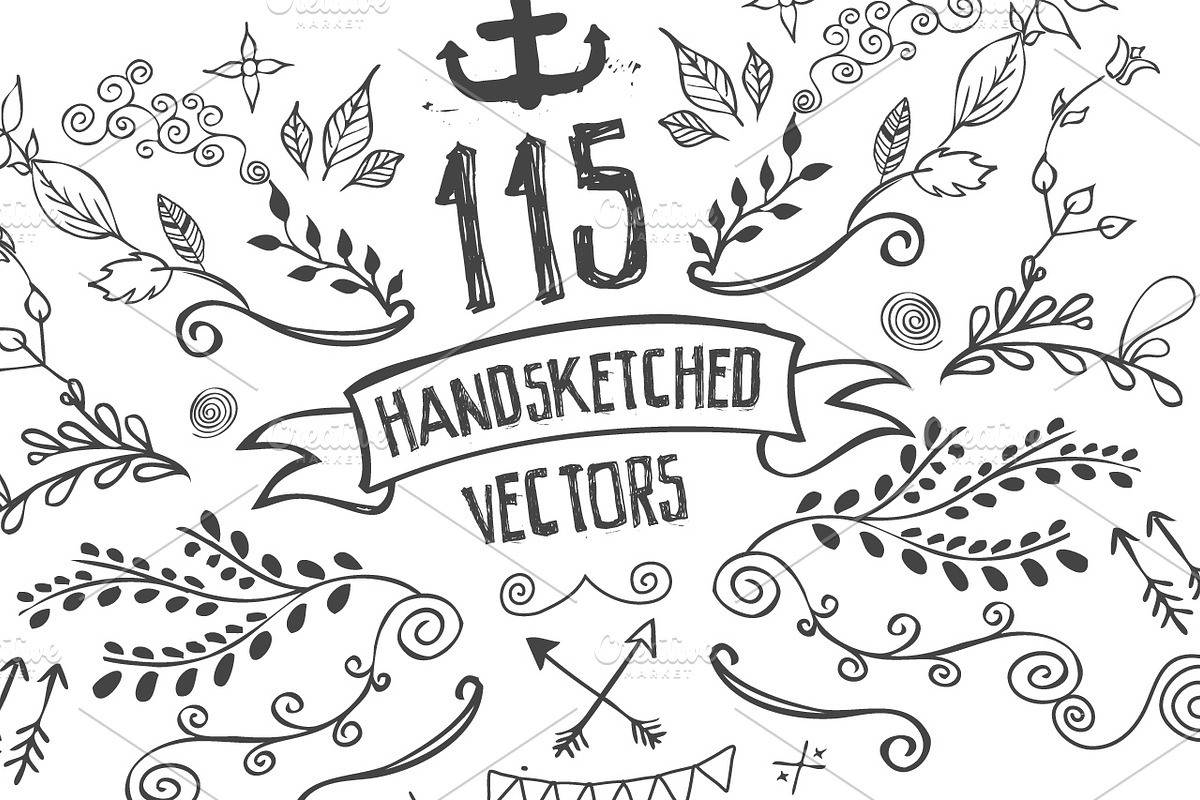 115 Handsketched Vector Elements Kit, an Illustration by Layerform Design Co. (Photo 2 of 5)