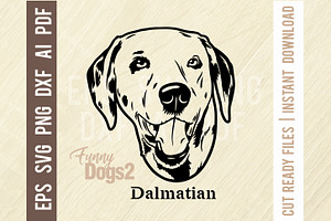 Dalmatian Funny Dog Cut SVG Stencil