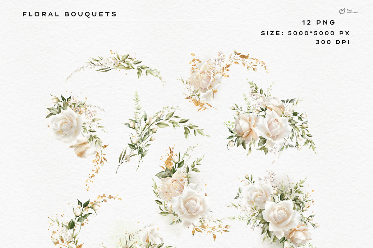 White roses and greenery, an Object Illustration by ollalya (Photo 4 of 8)