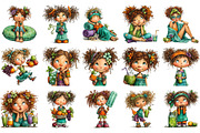 Whimsical Summer Funny Girls Clipart, an Illustration by OK Design (Thumbnail 3 of 6)